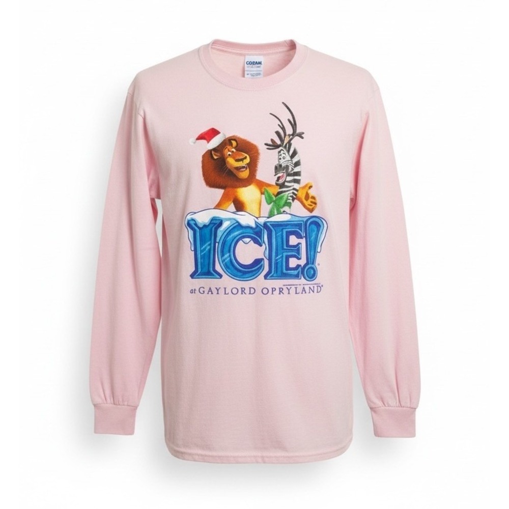 DreamWorks Merry Madagascar ICE Gaylord Opryland Pink Shirt Womens M Christmas